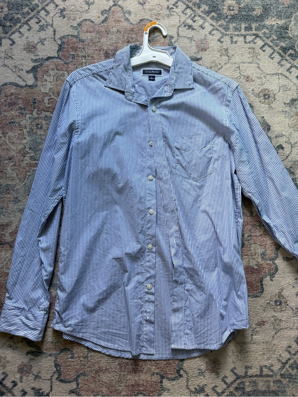 Club Room Blue and White Pinstripe Men's Dress Shirt